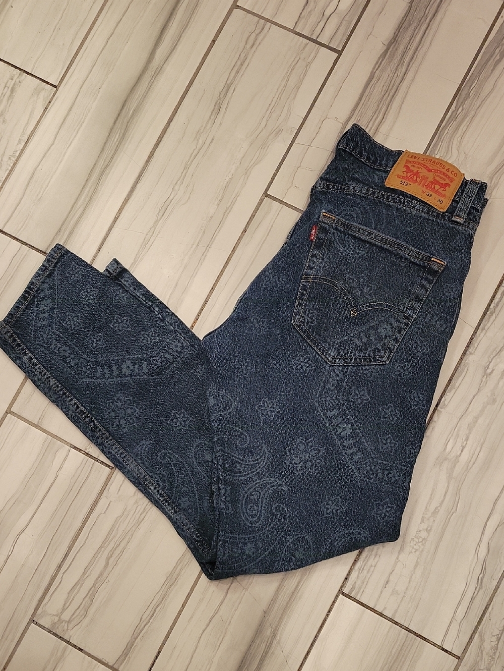 Levi's Dark Blue Paisley Print Jeans.